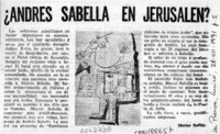 Andrés Sabella en Jerusalen?  [artículo] Matías Rafide.