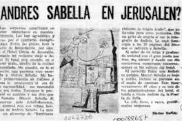 Andrés Sabella en Jerusalen?  [artículo] Matías Rafide.