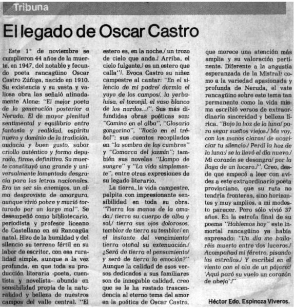 El legado de Oscar Castro