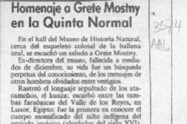 Homenaje a Grete Mostny en la Quinta Normal  [artículo].