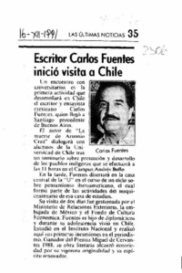 Escritor Carlos Fuentes inició visita a Chile  [artículo].