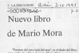 Nuevo libro de Mario Mora  [artículo].