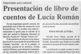 Presentación de libro de cuentos de Lucía Román  [artículo].