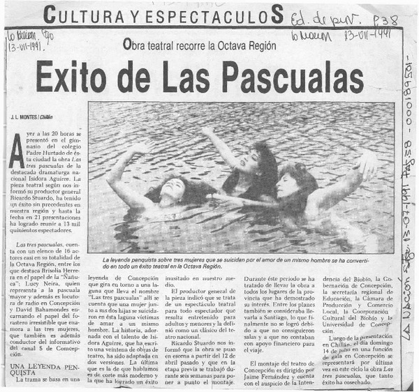 Exito de Las Pascualas  [artículo] J. L. Montes.