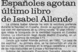 Españoles agotan último libro de Isabel Allende