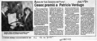 Cesoc premió a Patricia Verdugo  [artículo]