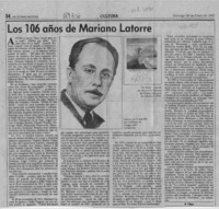 Los 106 años de Mariano Latorre  [artículo] Filebo.