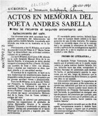 Actos en memoria del poeta Andrés Sabella  [artículo].