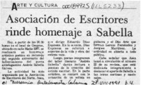 Asociación de escritores rinde homenaje a Sabella  [artículo].