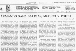 Armando Sáez Saldías, médico y poeta  [artículo] José Arraño Acevedo.