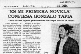 "Es mi primera novela" confiesa Gonzalo Tapia  [artículo].