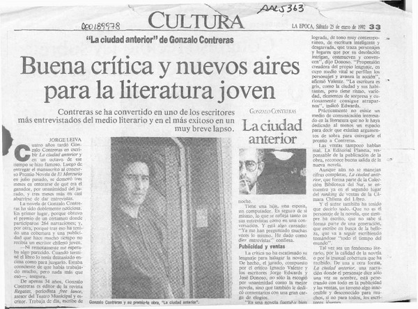 Buena crítica y nuevos aires para la literatura joven  [artículo] Jorge Leiva.