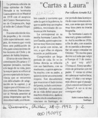 "Cartas a Laura"  [artículo] Alberto Arraño.
