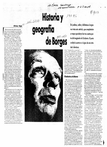 Historia y geografía de Borges  [artículo] Grínor Rojo.