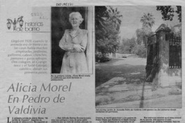 Alicia Morel en Pedro de Valdivia  [artículo] Miguel Laborde.
