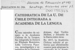 Catedrática de la U. de Chile integrada a Academia de la Lengua  [artículo].