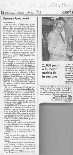 Fernando Fueyo Laneri  [artículo] Francisco Escobar Riffo.