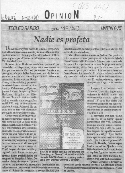 Nadie es profeta  [artículo] Martín Ruiz.