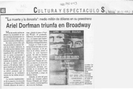 Ariel Dorfman triunfa en Broadway  [artículo].