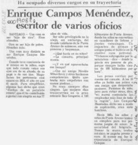 Enrique Campos Menéndez, escritor de varios oficios  [artículo].