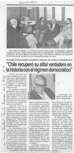 "Chile recuperó su sitial verdadero en la historia con el régimen democrático"  [artículo].
