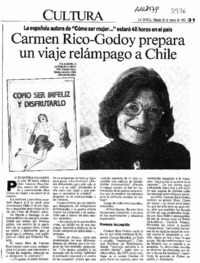 Carmen Rico-Godoy prepara un viaje relámpago a Chile  [artículo] Alejandra Gajardo.