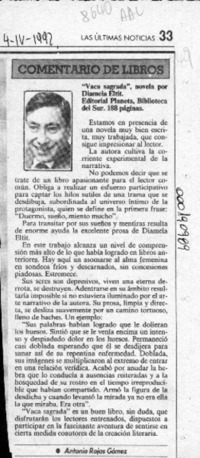 "Vaca sagrada"  [artículo] Antonio Rojas Gómez.