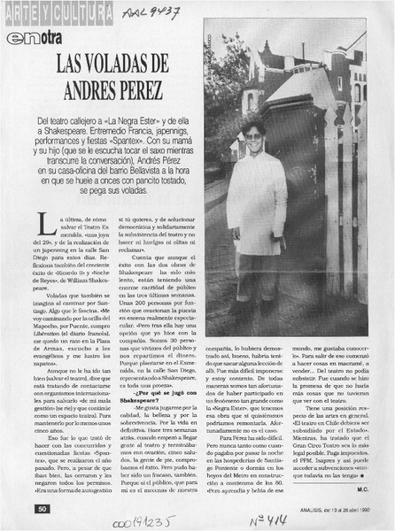 Las voladas de Andrés Pérez  [artículo] M. C.