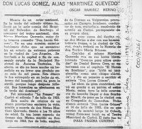 Don Lucas Gómez, alias "Martínez Quevedo"  [artículo] Oscar Ramírez Merino.