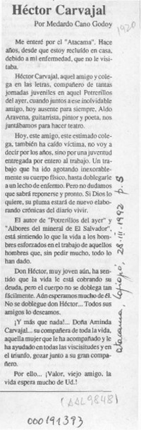 Héctor Carvajal  [artículo] Medardo Cano Godoy.