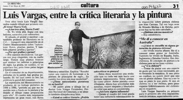 Luis Vargas Saavedra, entre la crítica literaria y la pintura  [artículo].
