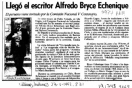 Llegó el escritor Alfredo Bryce Echenique  [artículo].