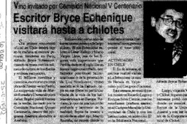Escritor Bryce Echenique visitará hasta a chilotes  [artículo].