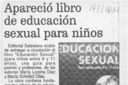 Apareció libro de educación sexual para niños  [artículo].