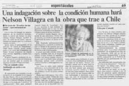 Una Indagación sobre la condición humana hará Nelson Villagra en la obra que trae a Chile  [artículo].