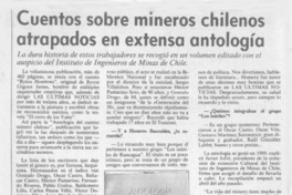 Cuentos sobre mineros chilenos atrapados en extensa antología  [artículo].