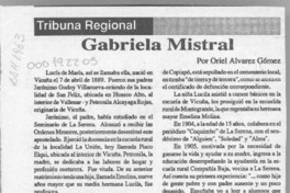 Gabriela Mistral  [artículo] Oriel Alvarez Gómez.