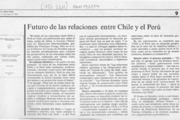 Futuro de las relaciones entre Chile y el Perú  [artículo].