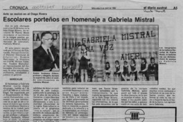 Escolares porteños en homenaje a Gabriela Mistral  [artículo].