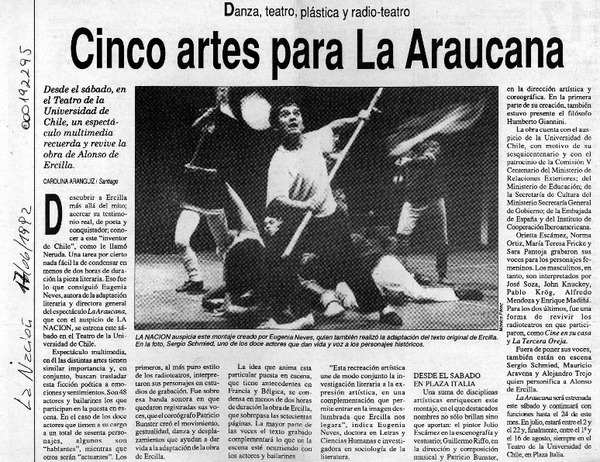 Cinco artes para La Araucana  [artículo] Carolina Aránguiz.