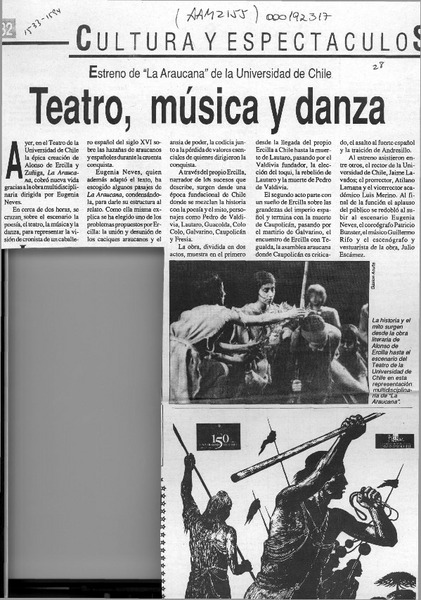 Teatro, música y danza  [artículo]