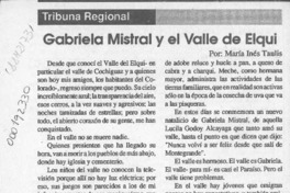 Gabriela Mistral y el valle de Elqui  [artículo] María Inés Taulis.