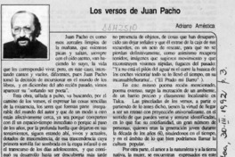 Los versos de Juan Pacho  [artículo] Adriano Améstica.