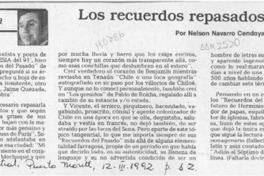 Los recuerdos repasados  [artículo] Nelson Navarro Cendoya.
