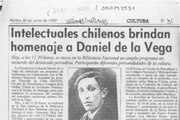 Intelectuales chilenos brindan homenaje a Daniel de la Vega  [artículo].