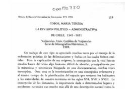 La división político administrativa de Chile, 1541-1811  [artículo] Juan De Luigi Lemus.