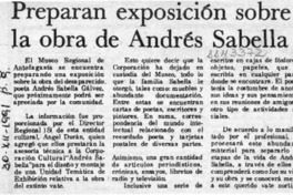 Preparan exposición sobre la obra de Andrés Sabella  [artículo].