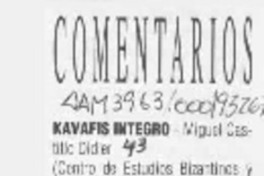 Kavafis íntegro  [artículo] Antonio Lobos.