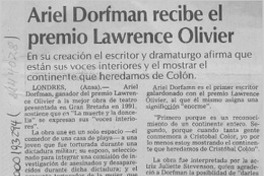Ariel Dorfman recibe el premio Lawrence Olivier  [artículo].