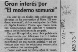 Gran interés por "El moderno samurai"  [artículo].